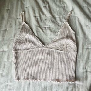 PacSun Light Pink Ribbed Knit Cropped Cami